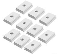 Lot de 10 écrous coulissants M6 pour extrusions d'aluminium de type T 30/45, compatibles avec les pinces et fixations de travail du bois, argent (23 x 30 x 5 mm)