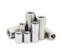 Lot de 10 écrous de couplage cylindriques allongés en acier inoxydable 304, M3, M4, M5, M6, M8, filetage interne, écrous tubulaires(M8 x 12 x 15 (10pcs))