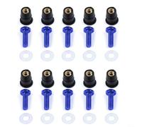 Lot de 10 écrous et boulons de moto M5 x 15 mm de remplacement pour pare-brise de moto (bleu)
