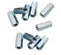 Lot de 10 écrous hexagonaux M12-1,75 x 38 mm - Tige longue - Écrou de barre filetée - Filetage femelle - Filetage droit - Tige hexagonale