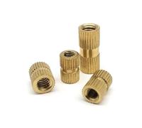 Lot de 10 écrous moletés en laiton massif, cuivre, adhésif thermofusible, moulage par injection, 4#-40, 6#-32, 8#-32, 10#, 1/4-20(Silicone band black A,Length 6mm)