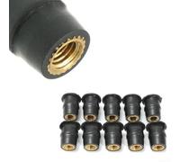 Lot de 10 écrous ondulés M5 en caoutchouc avec insert en laiton, fixation résistante aux vibrations pour pare-brise de moto et carénage, paroi creuse pour chevilles pour ATV pour caravane, 12,8 x 13,8