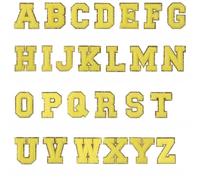 Lot de 10 écussons brodés en chenille pour vêtements - 54,7 mm de hauteur - Lettres de l'alphabet de A à Z - Pour loisirs créatifs, vêtements et vestes - Jaune - N