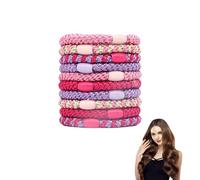 Lot de 10 Elastique Cheveux Fille,Tressés à la Mode Souples Chouchou,Style Bohème Elastic en Coton pour Femme et Filles,Elastiques à Cheveux Spirale,Élastique Confortable et Dynamique (Rose Violet)