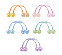 Lot de 10 élastiques à cheveux en acrylique pour enfants, double élastique pour queue de cheval, chouchous pour queue de cheval, élastiques à cheveux pour filles, perles colorées, chouchous colorés