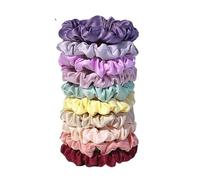 Lot de 10 élastiques à cheveux en satin soie for femmes, chouchous simples tissu for filles, couvre-chefs Doux pour les cheveux contre la casse(Color-07)