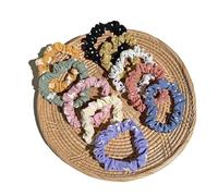 Lot de 10 élastiques à cheveux en satin soie for femmes, chouchous simples tissu for filles, couvre-chefs Doux pour les cheveux contre la casse(Color-06)