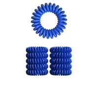 Lot de 10 élastiques à cheveux en spirale - Pour moins de pointes fourchues et de cheveux cassés - Élastiques à cheveux spirale pour les parties fines - Câble téléphonique en spirale - Bleu - 3,5 cm