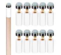 Lot de 10 embouts de réparation de queue de billard à enfiler - Kit de remplacement avec embouts blancs pour queue de billard - Sans colle ou outil nécessaire - 12 mm/13 mm