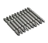 Lot de 10 embouts de tournevis à double tête cruciforme 65 mm de long en acier au carbone haute résistance pour la maison et l'atelier