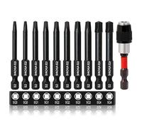 Lot de 10 embouts de tournevis à tête carrée - 60 mm - SQ0, SQ1, SQ2, SQ3, SQ4 - Avec porte-embout magnétique - En acier S2