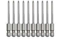 Lot de 10 embouts de tournevis cruciformes PH1 de 3,5 mm de diamètre x 65 mm de longueur, en acier traité thermiquement avec pointe aimantée, pour le travail du bois, le travail des métaux et
