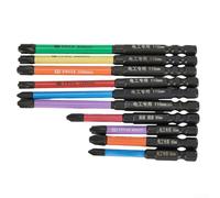 Lot de 10 embouts de tournevis cruciformes spéciaux pour électricien, alliage d'acier HRC63 magnétique PZ PH Bits 65-110 mm avec tige hexagonale de 6,35 mm pour panneau de disjoncteur à douille