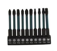 Lot de 10 embouts de tournevis de 70 mm de long pour embouts avec tige hexagonale de 10,2 cm, pour Phillips pour Torx, assortiment pour réparation de voiture, moto, ordinateur, noir