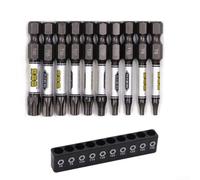 Lot de 10 embouts de tournevis hexagonaux 6,35 mm pour Torx avec support | PH1-3, H2-8, T8-40 bits, tige de 0,6 cm, s'adapte aux mandrins à changement rapide, support inclus