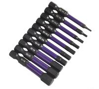 Lot de 10 embouts de tournevis magnétiques à tête hexagonale avec tige de 6,35 mm et porte-embout, gamme de tailles H1,5 à H8 pour tournevis, tournevis électriques et perceuses manuelles (A)