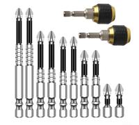 Lot de 10 embouts de tournevis magnétiques antidérapants en alliage d'acier 25 mm-90 mm avec 2 adaptateurs hexagonaux à dégagement rapide pour perceuse sans fil, bricolage, travail du bois, réparation