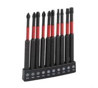 Lot de 10 embouts de tournevis magnétiques Longueur 100 mm pour Torx /T20/T25/T30 et PZ1/PZ2/PZ3 avec tige hexagonale 1/4" pour tournevis et perceuse