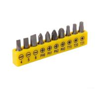 Lot de 10 embouts de tournevis Torx à tige hexagonale de 6,35 mm pour perceuses électriques avec boîtier noir (jaune)
