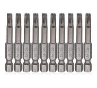 Lot de 10 embouts de tournevis Torx T25, 50 mm de long en alliage d'acier avec tige hexagonale magnétique de 6,35 mm pour pilotes électriques, gris