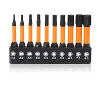 Lot de 10 Embouts Forets Hexagonaux pour llen - En Acier S2 - Longueur : 50 mm - Magnétique - Pour llen - H1,5-H8