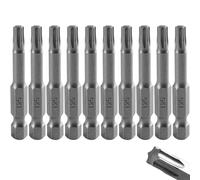 Lot de 10 embouts Torx T25 de 50 mm de long, tige hexagonale de 1/4", en acier S2, jeu de tournevis