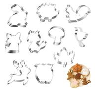 Lot de 10 Emporte-Pièces Animaux de la Forêt, Automne Fondant Biscui, Écureuil, Champignon, Oiseau, Lapin, Hérisson, Feuille d'Érable, Chevreuil, Renard, Chouette