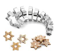 Lot de 10 emporte-pièces en acier inoxydable - Moules à biscuits en forme d'étoile à 6 branches - Pour fondant, gâteau, cookie, pâtisserie - Noir