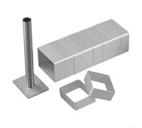 Lot de 10 emporte-pièces rectangulaires en acier inoxydable avec tampon pour pâtisserie, pâte à biscuits, fondant et pain Argenté