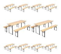 Lot de 10 ensemble table et bancs en bois 180 cm pique nique camping brasserie