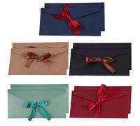 Lot de 10 enveloppes d'invitation longues rétro pour cartes de vœux 22 x 11 cm avec ruban - Enveloppes pour fête de mariage, anniversaire, fête prénatale, festival, invitation faite à la main