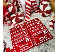 Lot de 10 enveloppes en feutre rouge avec inscription « To Santa in the North Pole » pour décoration de sapin de Noël ou étiquette cadeau. Véritable enveloppe pour mettre des friandises dans des