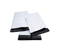 Lot de 10 - Enveloppes plastiques blanches opaques 350x450 mm, pochettes d'expédition 35x45 cm 60 microns. Pochettes fines 13g, légères, solides, inviolables et imperméables avec rabat adhésif (10)