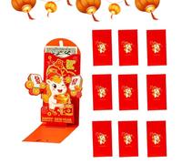 Lot de 10 enveloppes rouges « Année du cheval 2026 » - Décoration 3D | Porte-bonheur traditionnel pour cheval pour événements d'entreprise et mariages