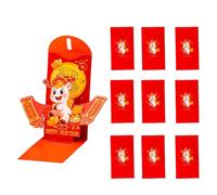 Lot de 10 enveloppes rouges Année du cheval Décorations 3D pliables pour | Porte-bonheur traditionnel pour cheval pour événements d'entreprise et mariages