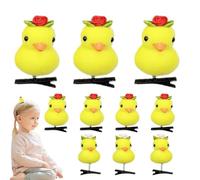 Lot de 10 épingles à cheveux en forme de canard jaune - Accessoires à cheveux en forme de canard jaune - Pinces à cheveux en forme de poussin de Pâques | Pinces à cheveux en peluche de dessin animé