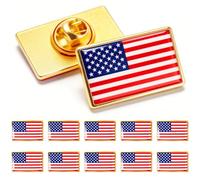 Lot de 10 épinglettes en émail avec bordure dorée pour le jour de l'indépendance, les événements patriotiques, le bureau, la veste de costume, le sac à dos ou la décoration de chapeau