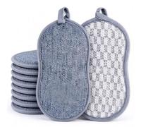 Lot de 10 Éponge Vaisselle Lavable Non Rayante -Tampons Récurants Double Face en Microfibre et Côté Grattant, Durable et Antibactérien pour Nettoyer Tous Types de Surfaces