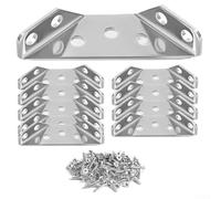 Lot de 10 équerres d'angle en acier inoxydable, connecteurs de meubles robustes à 3 voies avec vis pour étagère en bois, armoire, cadre de table, matériel de renforcement