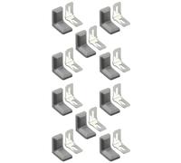 Lot de 10 équerres d'angle en L pour étagères en bois, équerres d'angle à angle droit de 90 degrés, plaque de renfort d'angle en métal avec couvercle en plastique (gris)