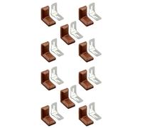 Lot de 10 équerres d'angle en L pour étagères en bois, équerres d'angle à angle droit de 90 degrés, plaque de renfort d'angle en métal avec couvercle en plastique (marron clair)