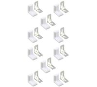 Lot de 10 équerres d'angle en L pour étagères en bois, équerres d'angle à angle droit de 90 degrés, plaque de renfort d'angle en métal avec couvercle en plastique (blanc)