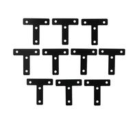 Lot de 10 équerres d'angle plates noires en fer durable en forme de T pour réparation