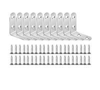 Lot de 10 équerres de fixation en L à 90 degrés, connecteurs d'angle en acier inoxydable, équerres de fixation for meubles(16x50mm)