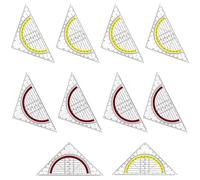 Lot de 10 équerres géométriques, triangulaires, petits, équerres flexibles, équerres de dessin, rapporteur en plastique pour dessiner des cercles, kit de géométrie pour bureau, designer, étudiant