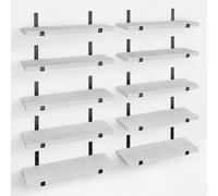 Lot de 10 Etagères Murales en Bois Gris Etagère Murale Gain de Place 40,5x15cm