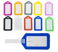 Lot de 10 étiquettes (10 couleurs) en plastique pour bagages, étiquettes de bagages, étiquettes d'adresse, étiquettes nominatives pour chaque bagage à main, sacs à main, sacs à dos.