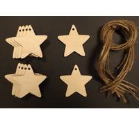 Lot de 10 étiquettes Cadeau en Bois en Forme d'étoile 60 mm