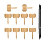 Lot de 10 étiquettes de jardin en bois - Imperméables et - Pour légumes, herbes et fleurs - Comprend un stylo pour une écriture facile - Étiquettes réutilisables pour intérieur