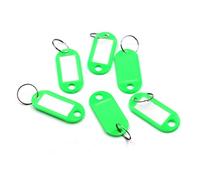 Lot de 10 étiquettes d'identification pour bagages avec porte-clés - En plastique réutilisable - Pour l'extérieur et le bureau - Vert